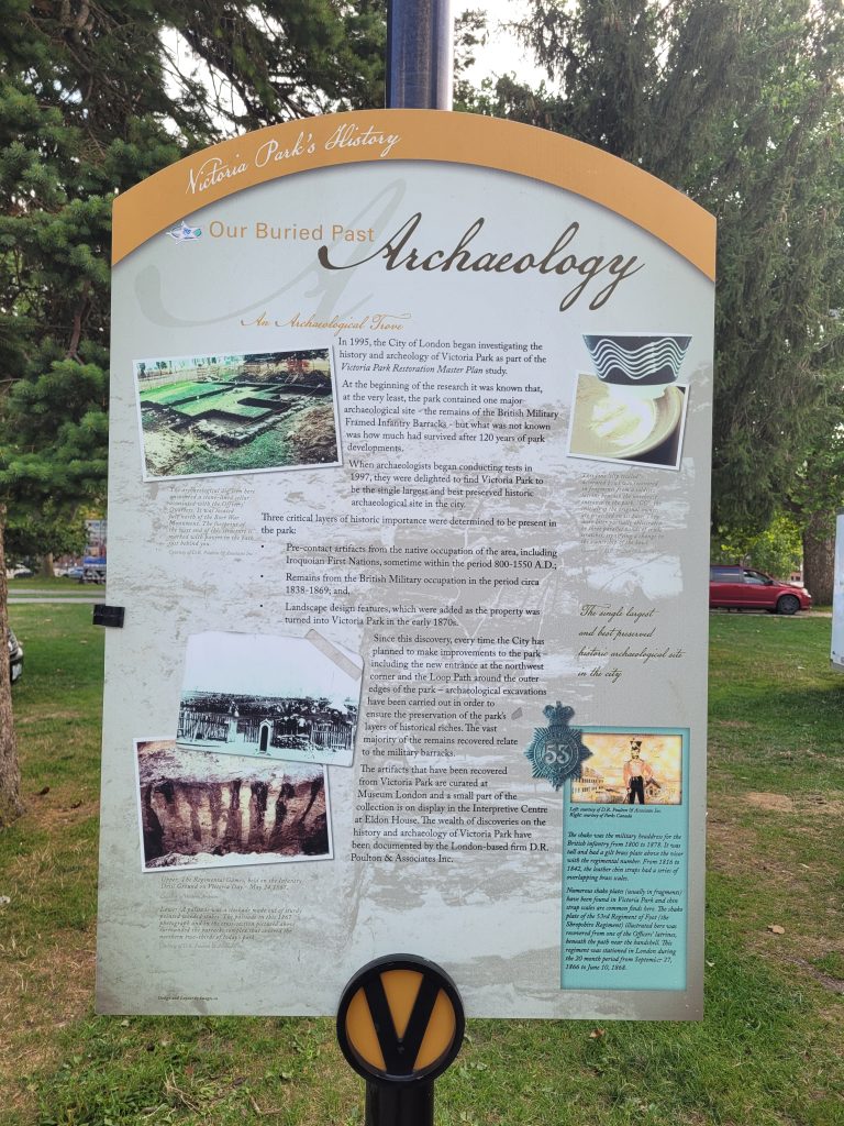 Victoria Park Archaeology Sign – London, Ontario (Our Buried Past)