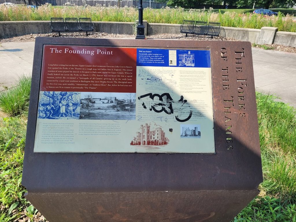 The Founding Point – Historical Plaque at Forks of the Thames, London Ontario